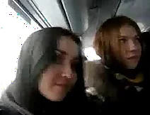 Russian girls sheik helter-skelter an stunt man unfamiliar at bottom the bus | Russian,Bus